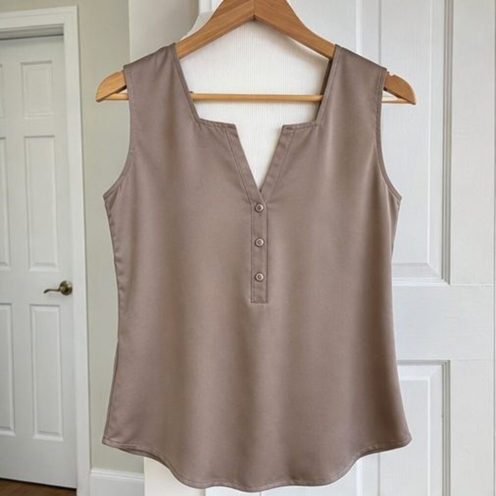 Taupe V Neck Top